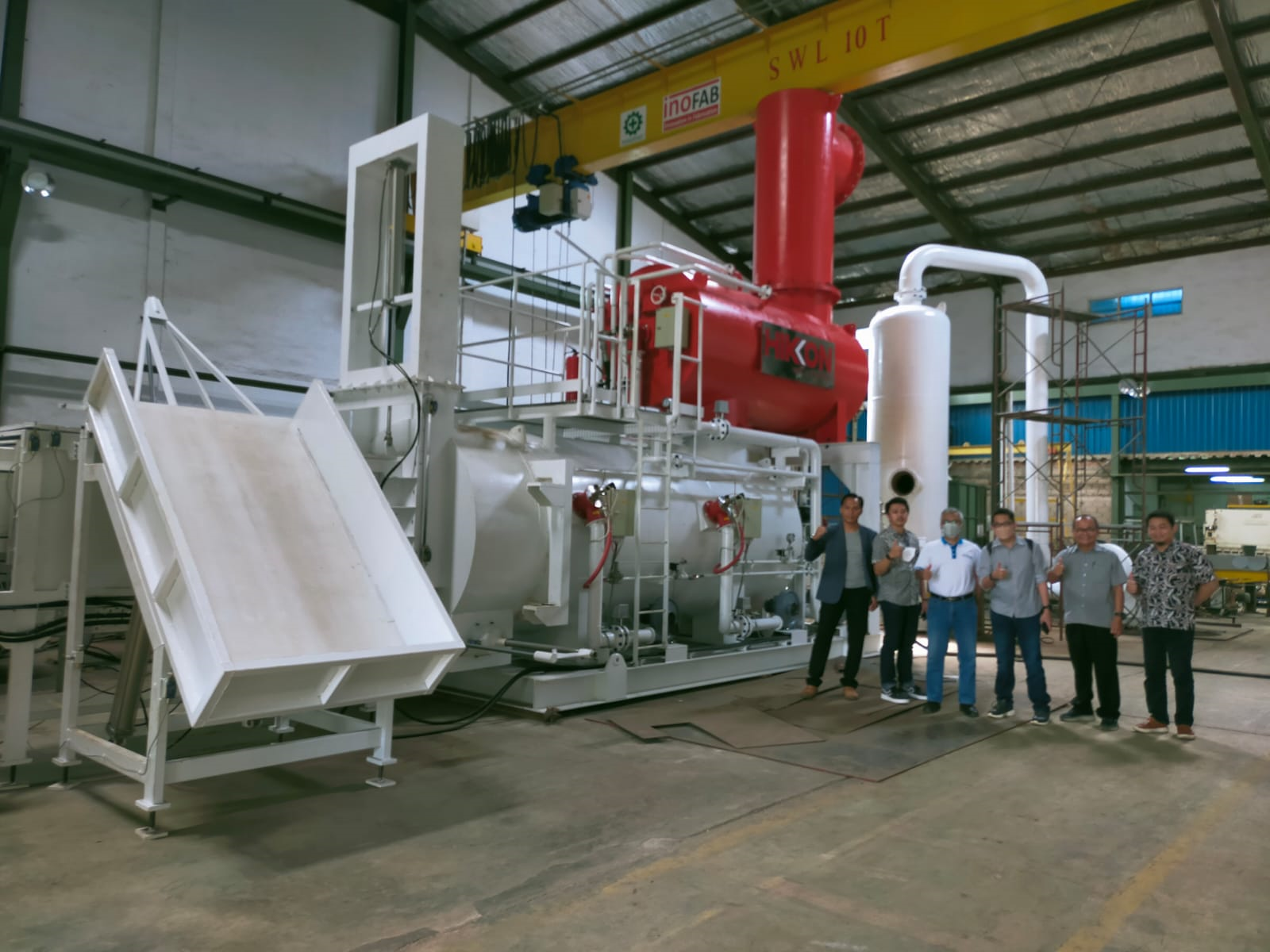 Incinerator equipment in a fabrication workshop